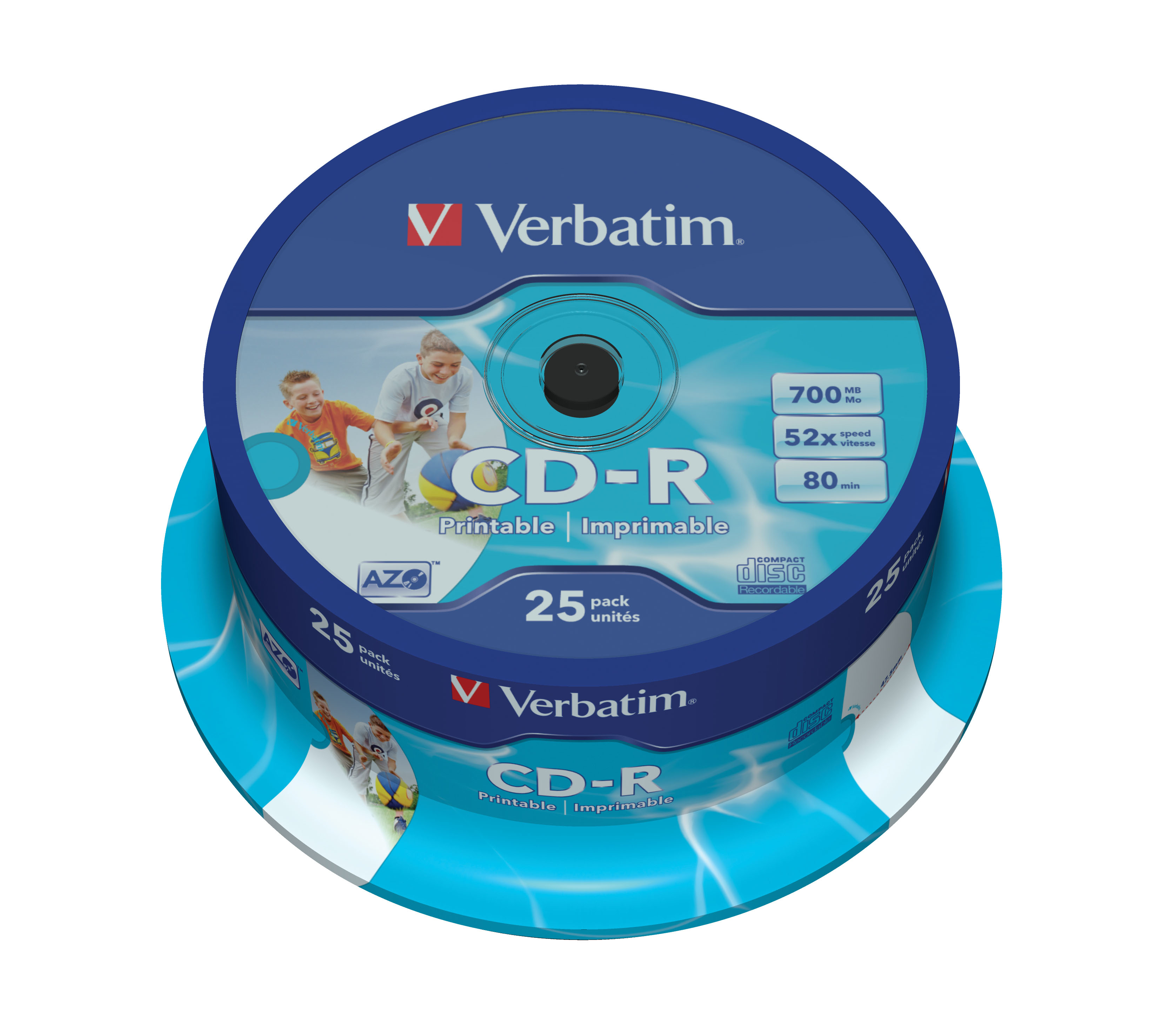 Verbatim CD-R AZO Wide Inkjet Printable 700 MB 52x 25 stk