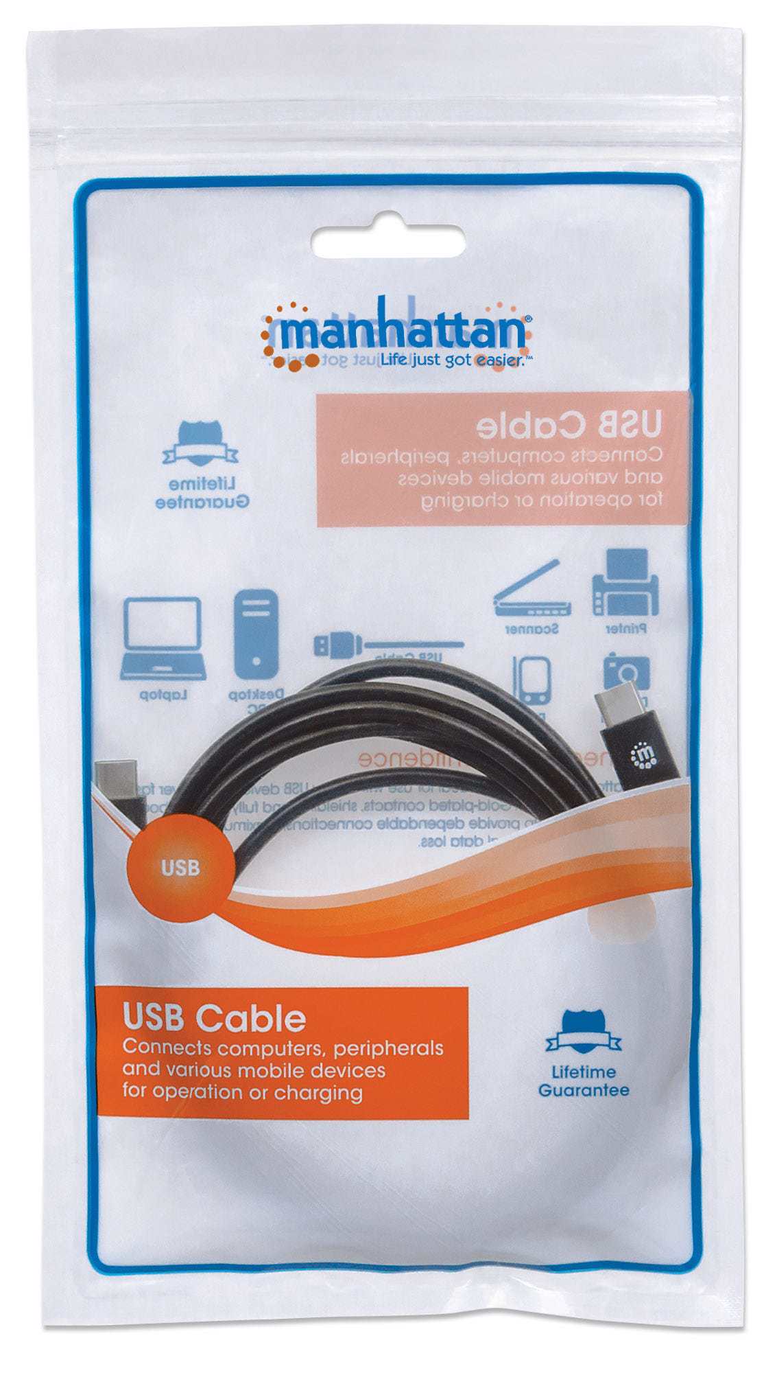 Manhattan 354875 USB-kabel USB 2.0 2 m USB C Sort