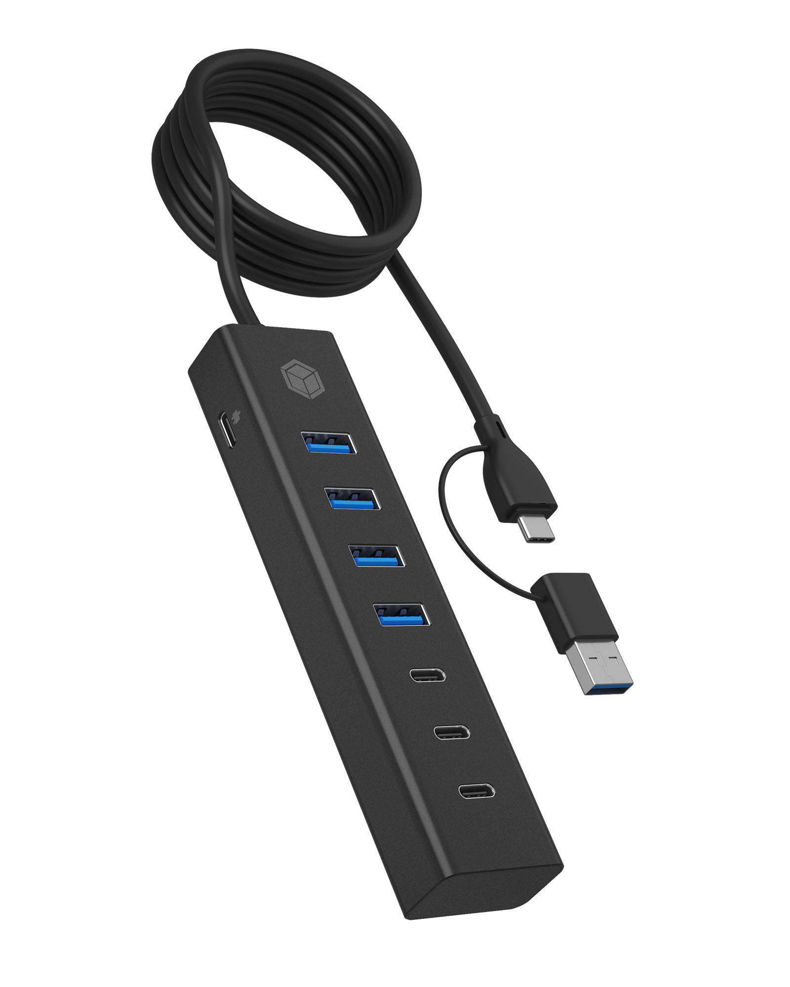 ICY BOX IB-HUB1737-C3 USB 3.2 Gen 1 (3.1 Gen 1) Type-C 5000 Mbit/s Sort