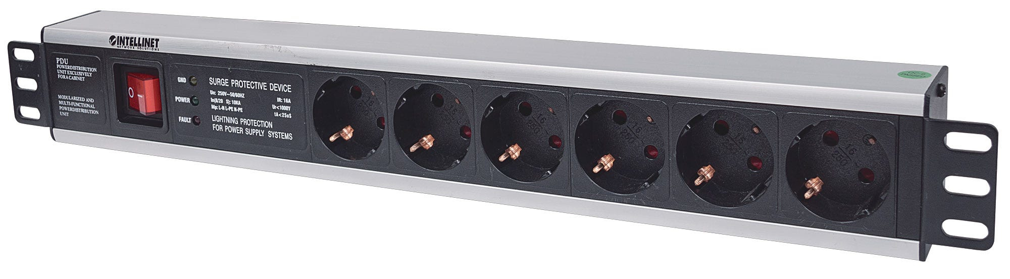 Intellinet 713962 strømforsyningsenhed (PDU) 6 AC stikkontakt(er) 1.5U Sort