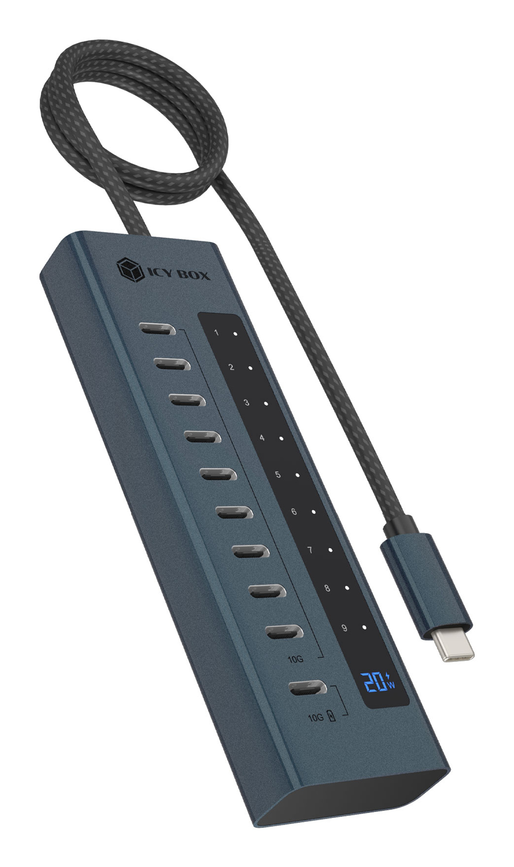 ICY BOX IB-HUB1450-C31 10000 Mbit/s Anthracit