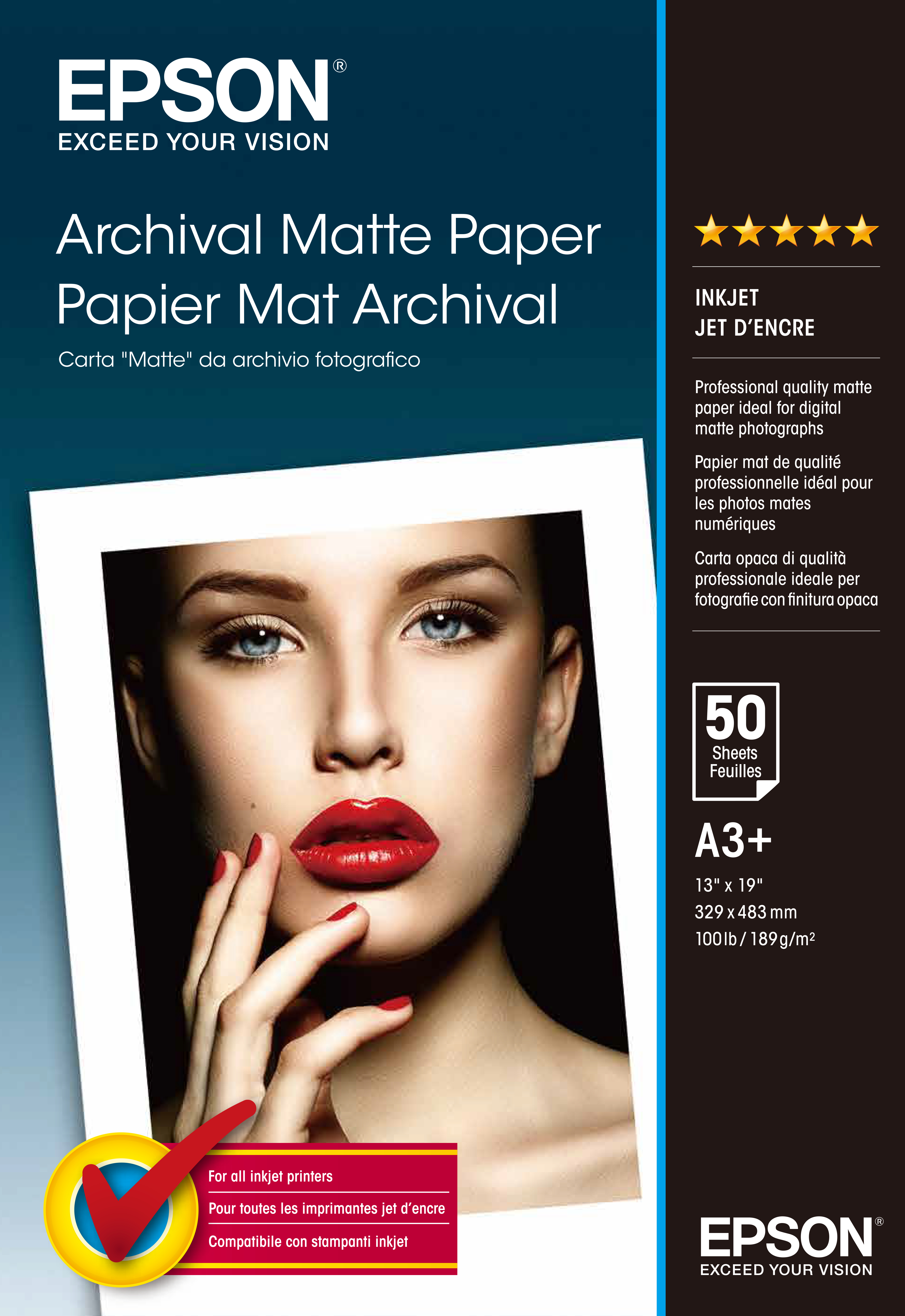 Epson Archival Matte Paper printpapir A3+ (330x483 mm) Mat 50 ark Hvid