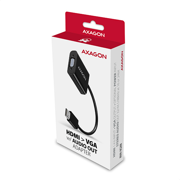 Axagon RVH-VGAN videokabel adapter 0,15 m HDMI Type A (Standard) VGA (D-Sub) Sort