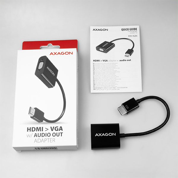 Axagon RVH-VGAN videokabel adapter 0,15 m HDMI Type A (Standard) VGA (D-Sub) Sort