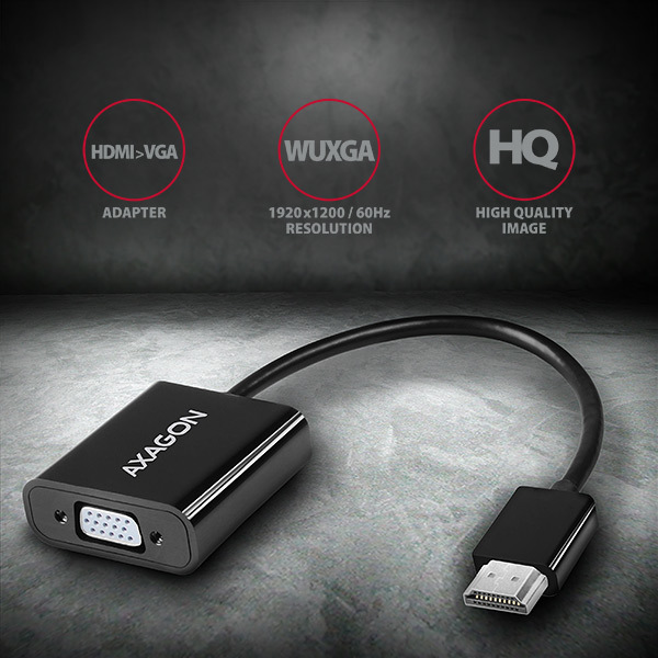 Axagon RVH-VGAN videokabel adapter 0,15 m HDMI Type A (Standard) VGA (D-Sub) Sort