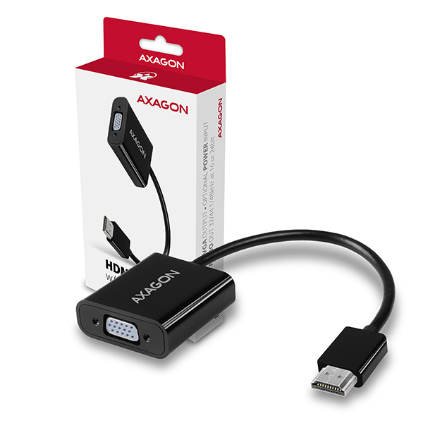 Axagon RVH-VGAN videokabel adapter 0,15 m HDMI Type A (Standard) VGA (D-Sub) Sort