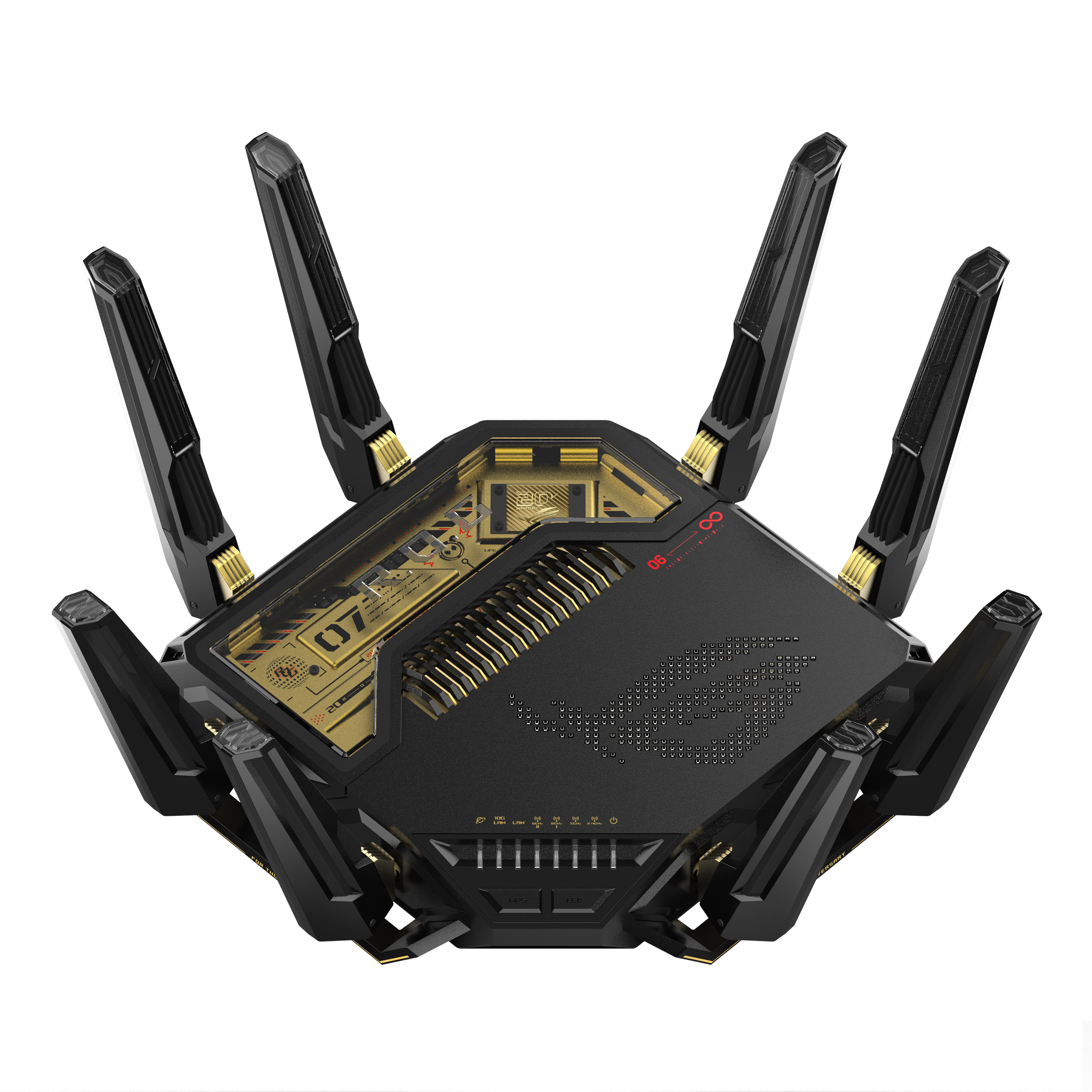 ASUS ROG Rapture GT-BE98 trådløs router 10 Gigabit Ethernet Quad-band (2.4 GHz / 5 GHz-1 / 5 GHz-2 / 6 GHz) Sort