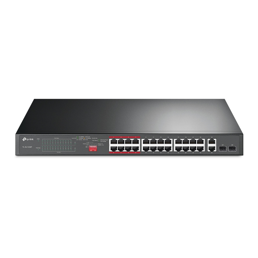 TP-Link TL-SL1226P netværksswitch Ikke administreret Gigabit Ethernet (10/100/1000) Strøm over Ethernet (PoE) 1U Grå