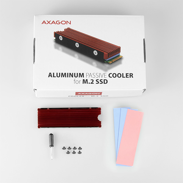 Axagon CLR-M2 Computerkølesystem M.2 NVMe SSD, Solid-state drev Køleplade/køler Sort, Rød 1 stk