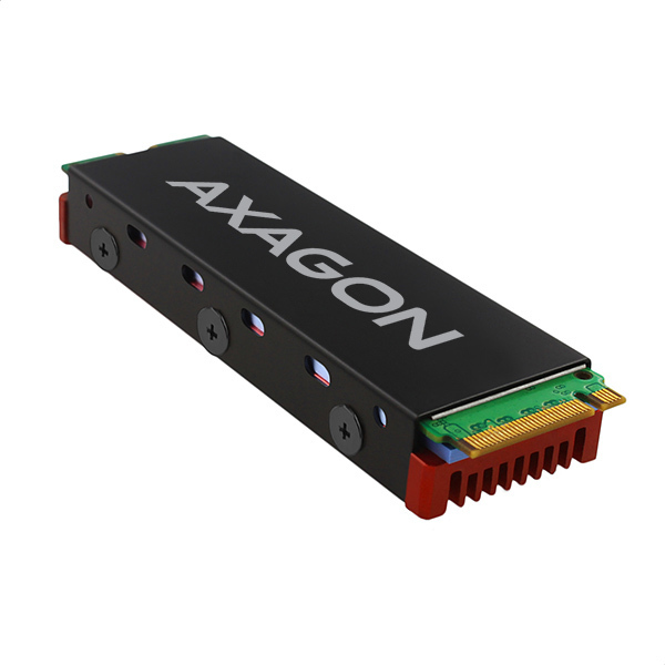 Axagon CLR-M2 Computerkølesystem M.2 NVMe SSD, Solid-state drev Køleplade/køler Sort, Rød 1 stk