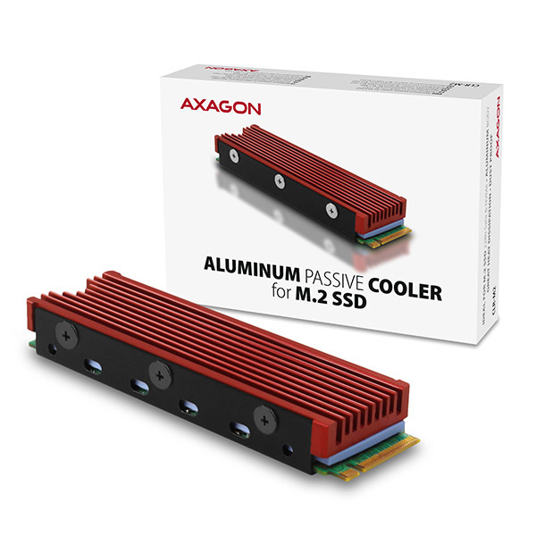 Axagon CLR-M2 Computerkølesystem M.2 NVMe SSD, Solid-state drev Køleplade/køler Sort, Rød 1 stk