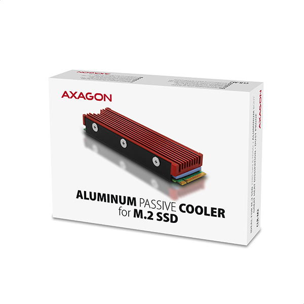 Axagon CLR-M2 Computerkølesystem M.2 NVMe SSD, Solid-state drev Køleplade/køler Sort, Rød 1 stk