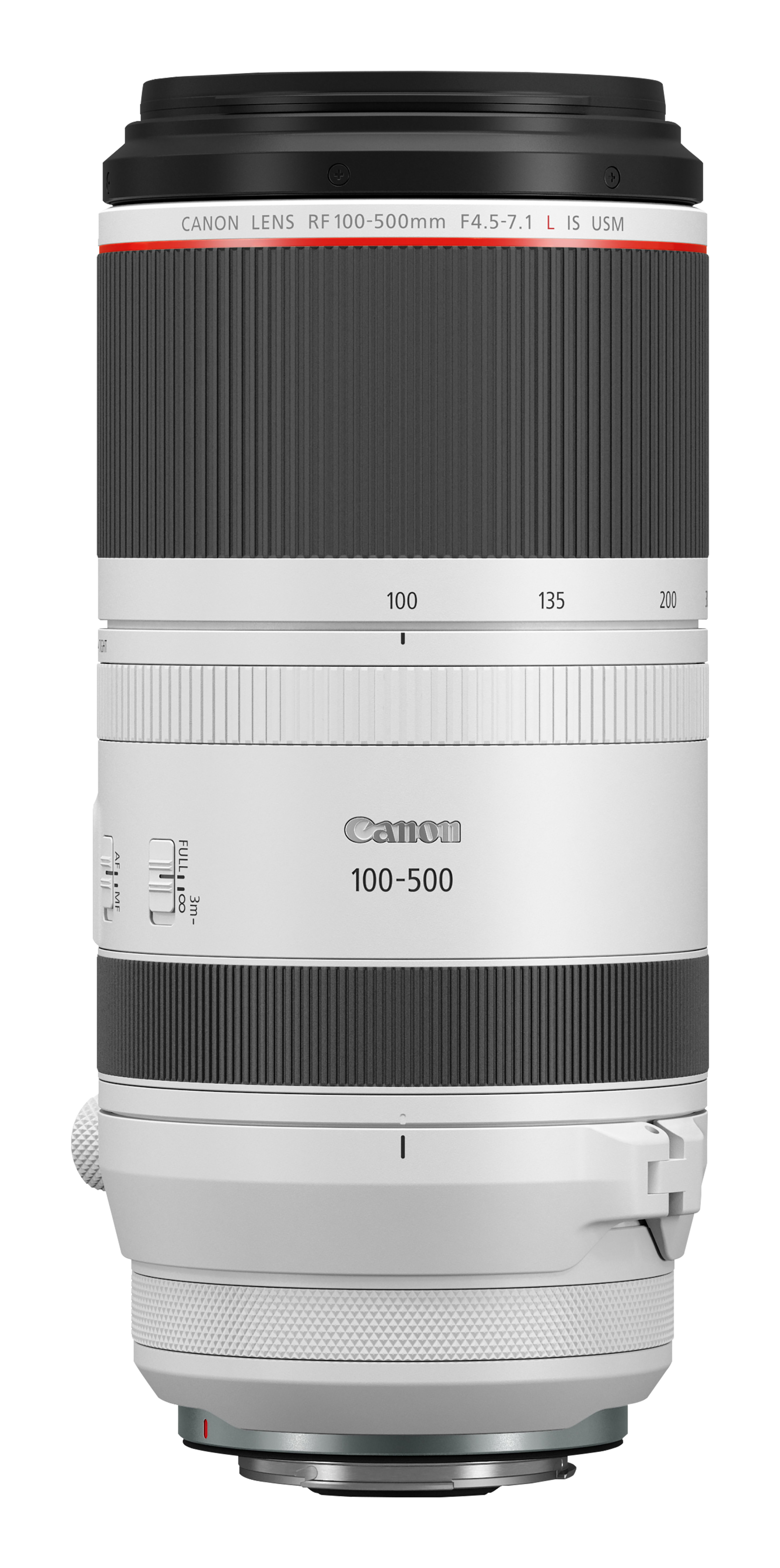 Canon RF 100-500mm F4.5-7.1L IS USM SLR Telefoto zoomobjektiv Sort, Hvid