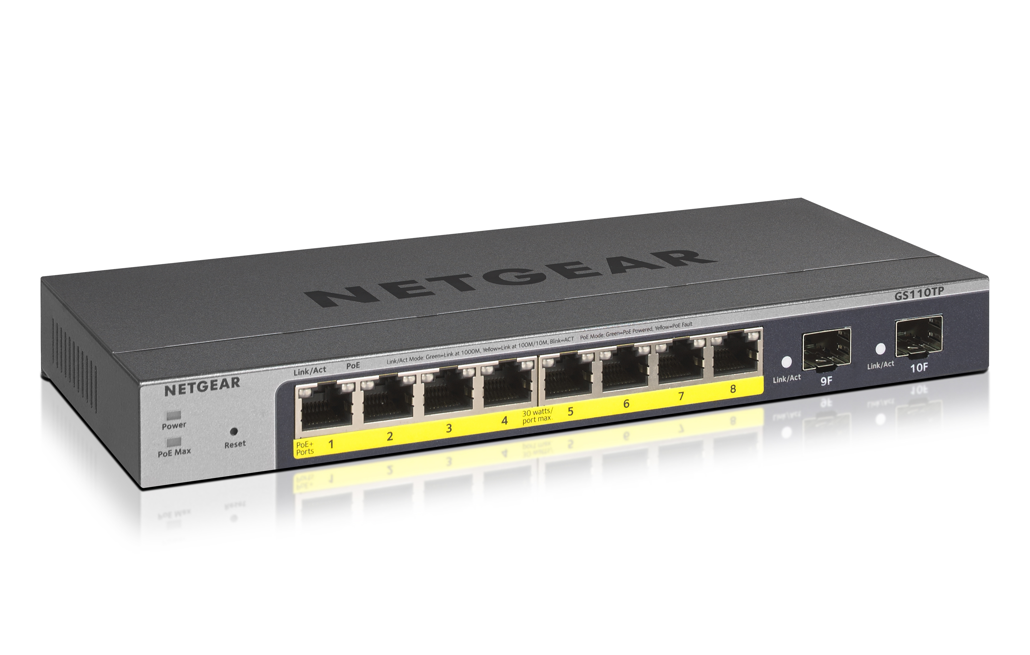 NETGEAR GS110TP Administreret L2/L3/L4 Gigabit Ethernet (10/100/1000) Strøm over Ethernet (PoE) Grå