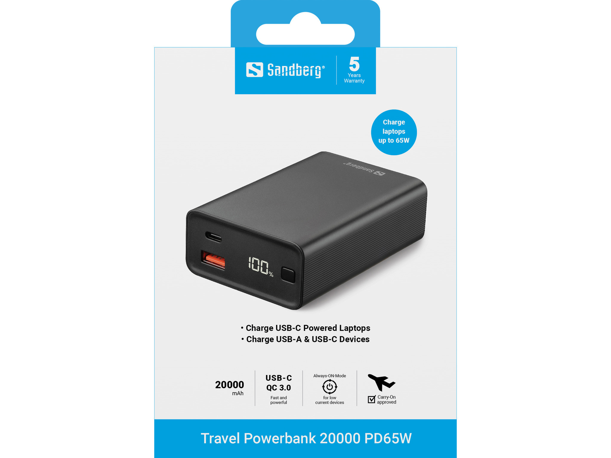 Sandberg Travel Powerbank 20000 PD65W