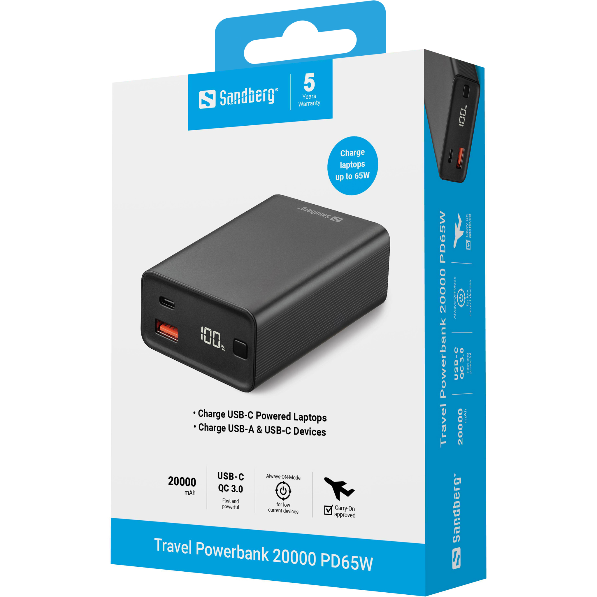 Sandberg Travel Powerbank 20000 PD65W