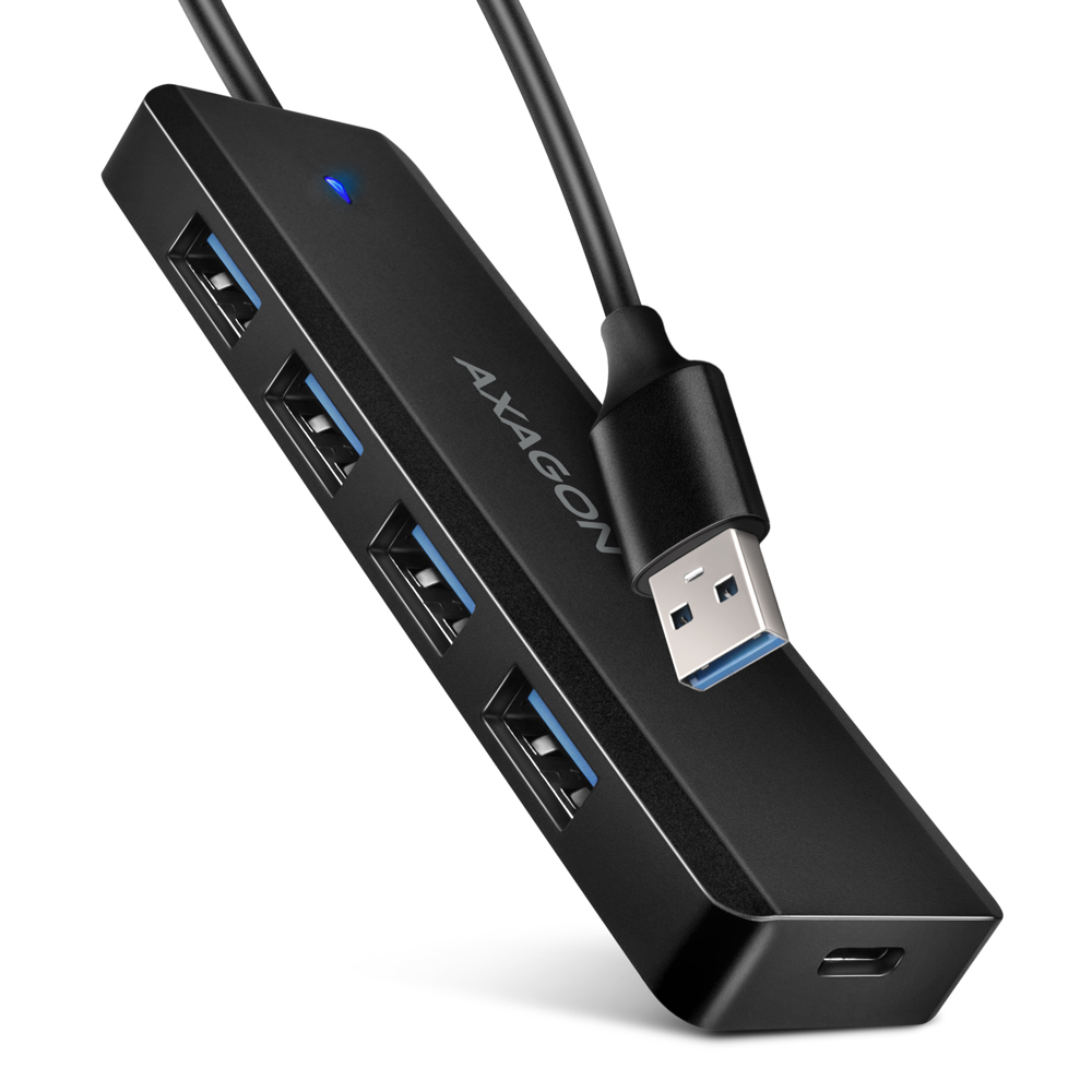 Axagon HUE-C1A interface hub USB 3.2 Gen 1 (3.1 Gen 1) Type-A 5000 Mbit/s Sort