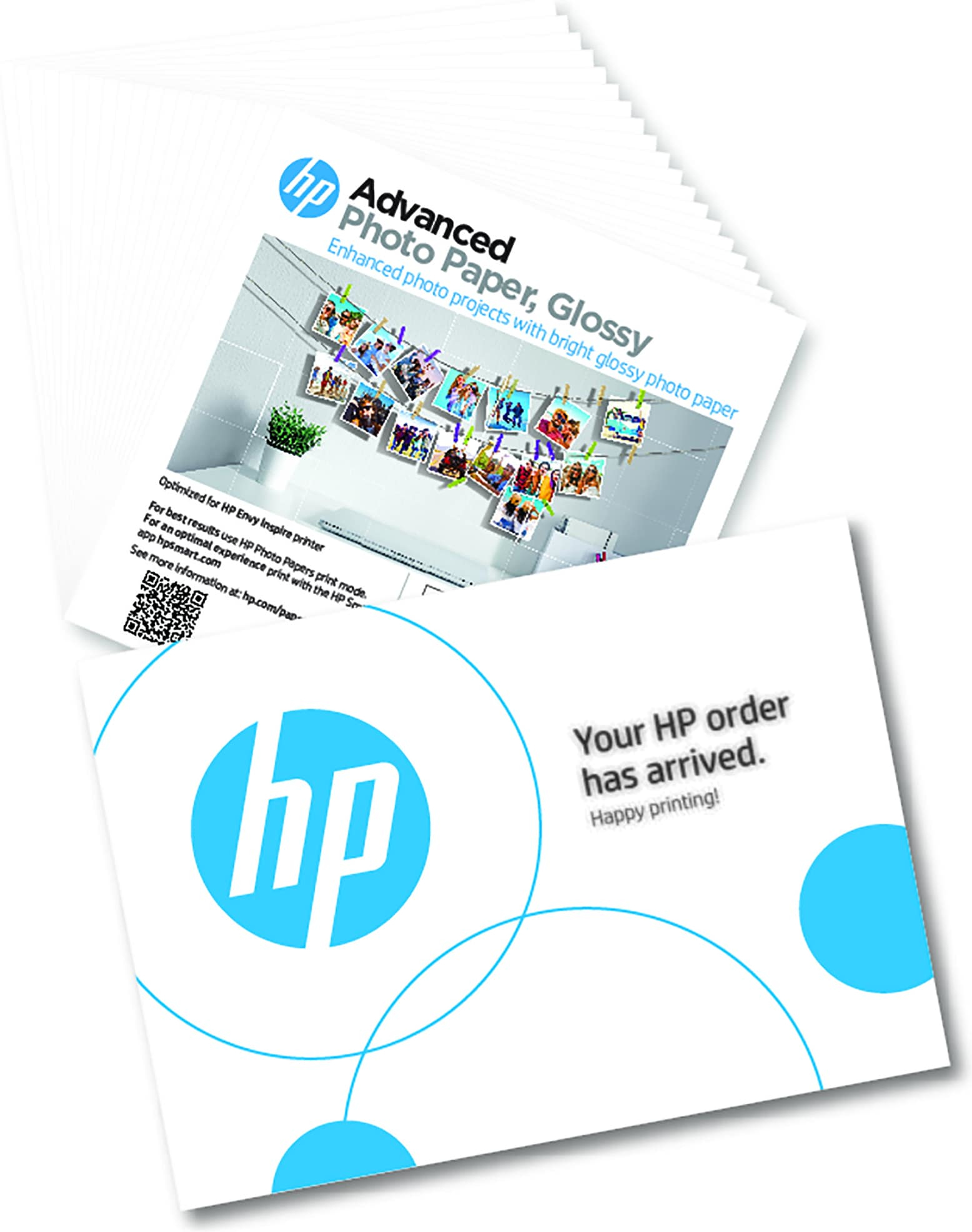 HP Advanced Photo Paper, Glossy, 65 lb, 5 x 5 in. (127 x 127 mm), 20 sheets