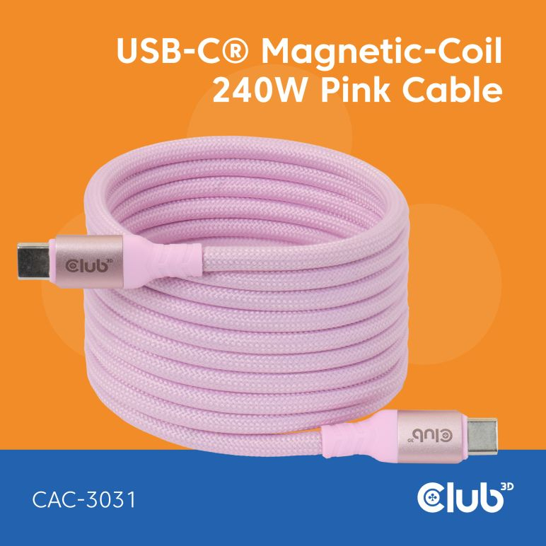CLUB3D CAC-3031 USB-kabel USB 2.0 2 m USB C Lyserød
