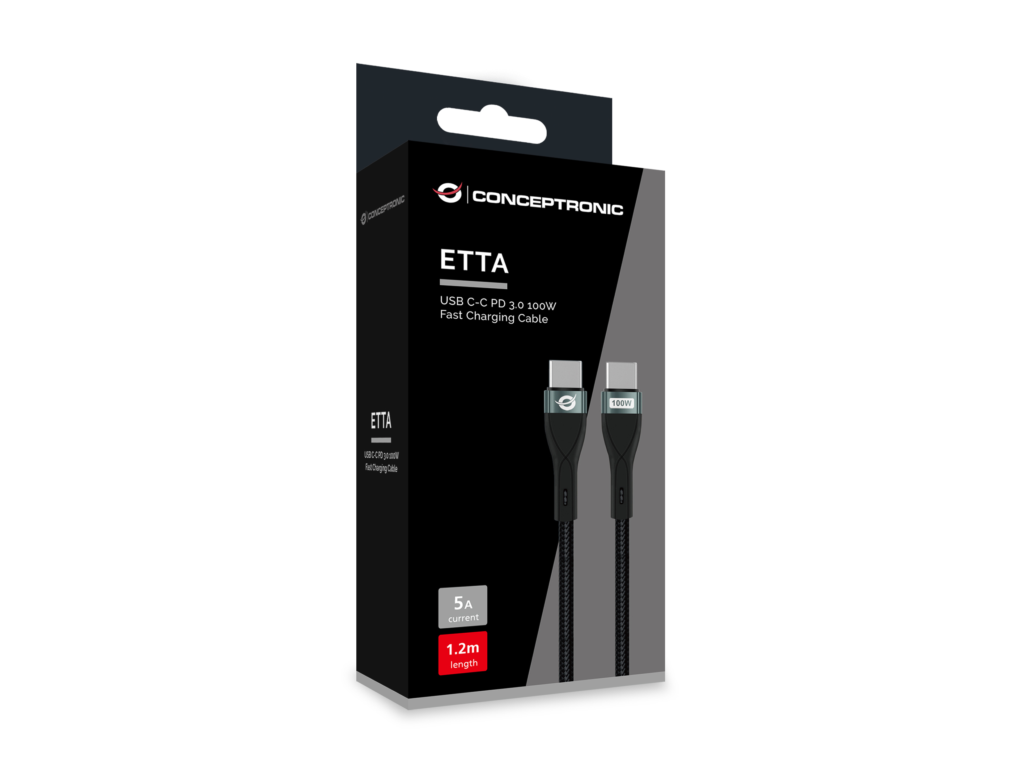 Conceptronic ETTA01B12 USB-kabel USB 2.0 1,2 m USB C Sort