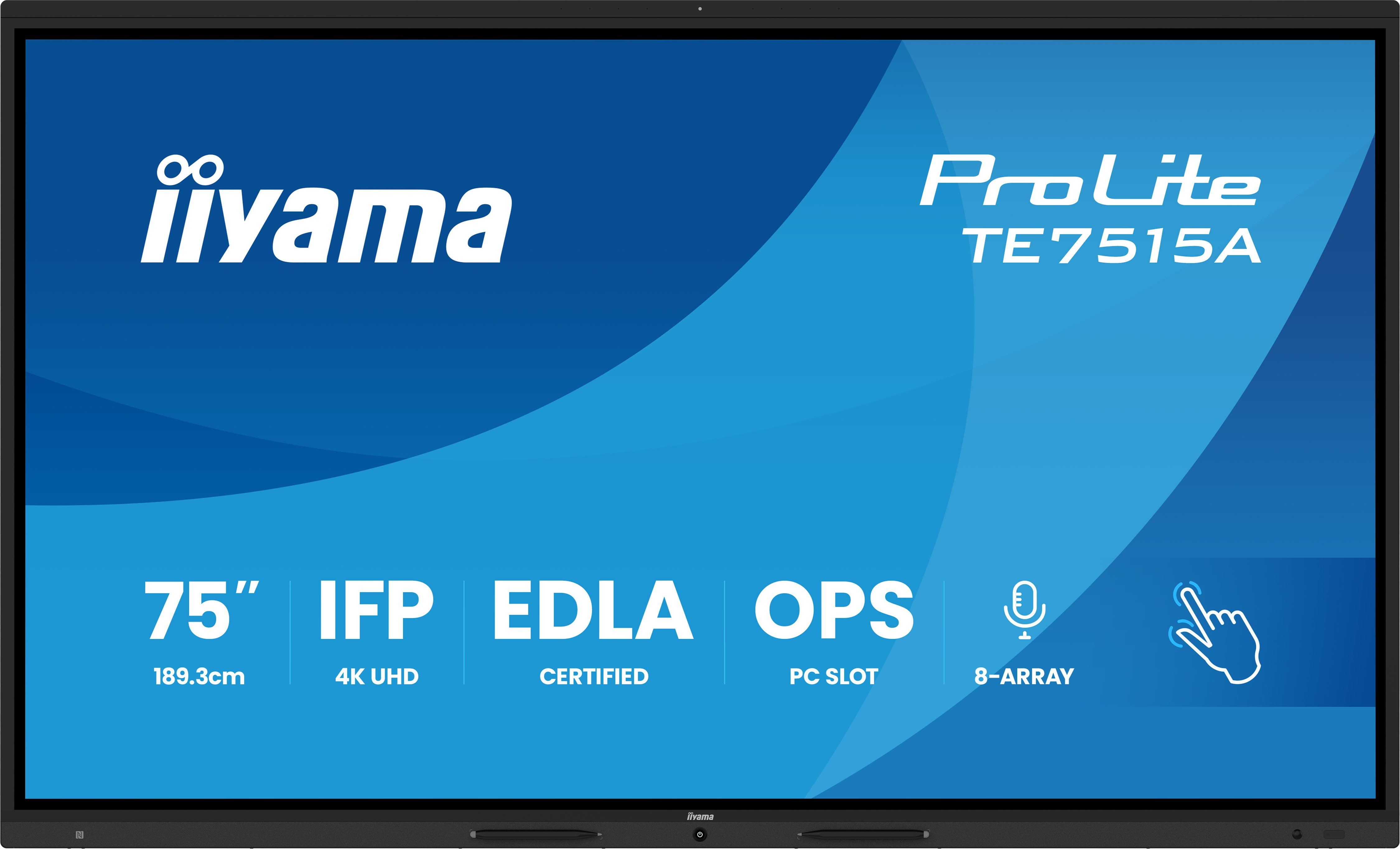 iiyama TE7515A-B1AG skilte display Digital fladpaneldisplay 189,2 cm (74.5") Wi-Fi 550 cd/m² 4K Ultra HD Sort Berøringsskærm Indbygget processer Android