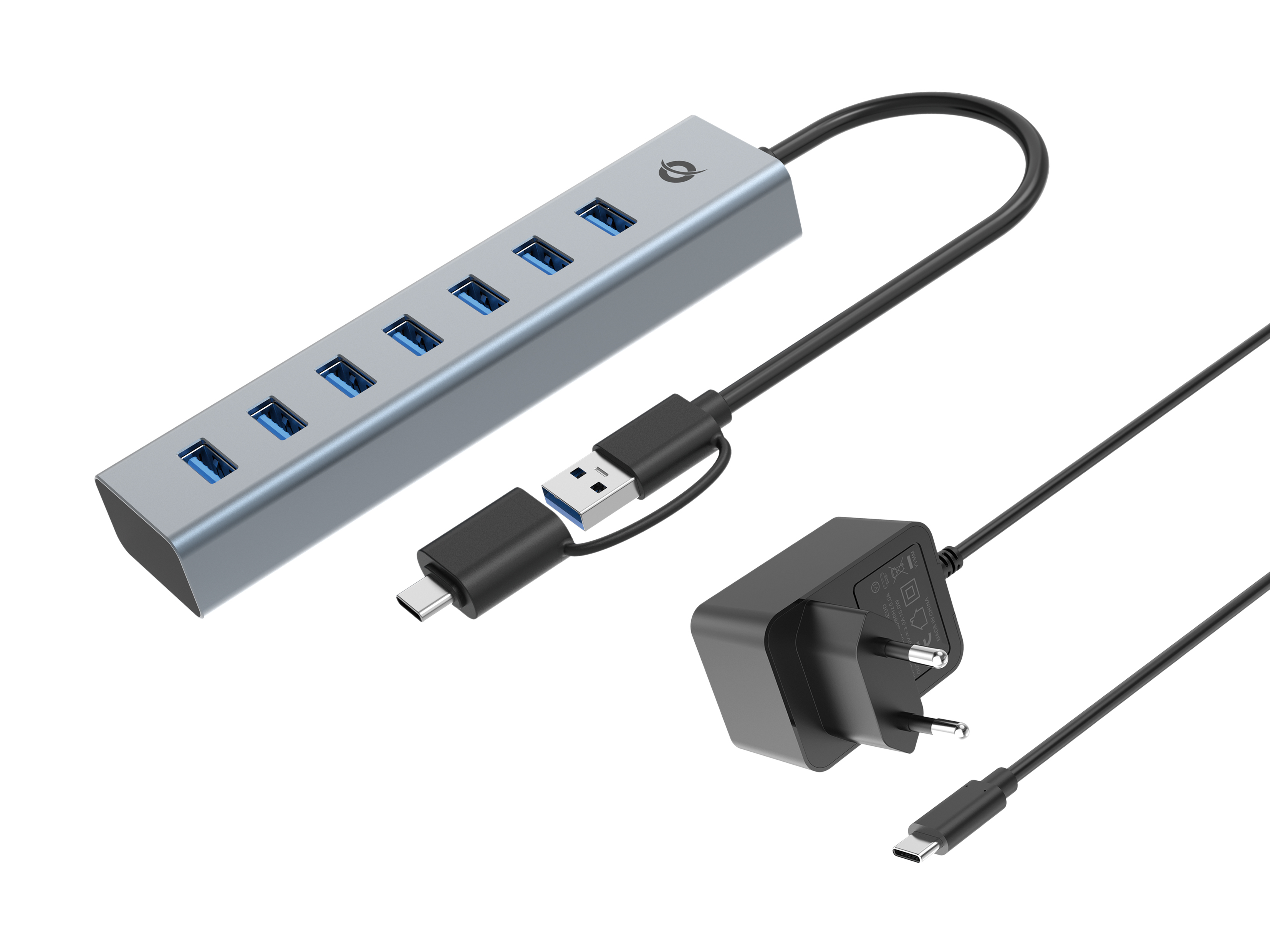 Conceptronic HUBBIES21GP interface hub USB 3.2 Gen 1 (3.1 Gen 1) Type-A 5000 Mbit/s Grå