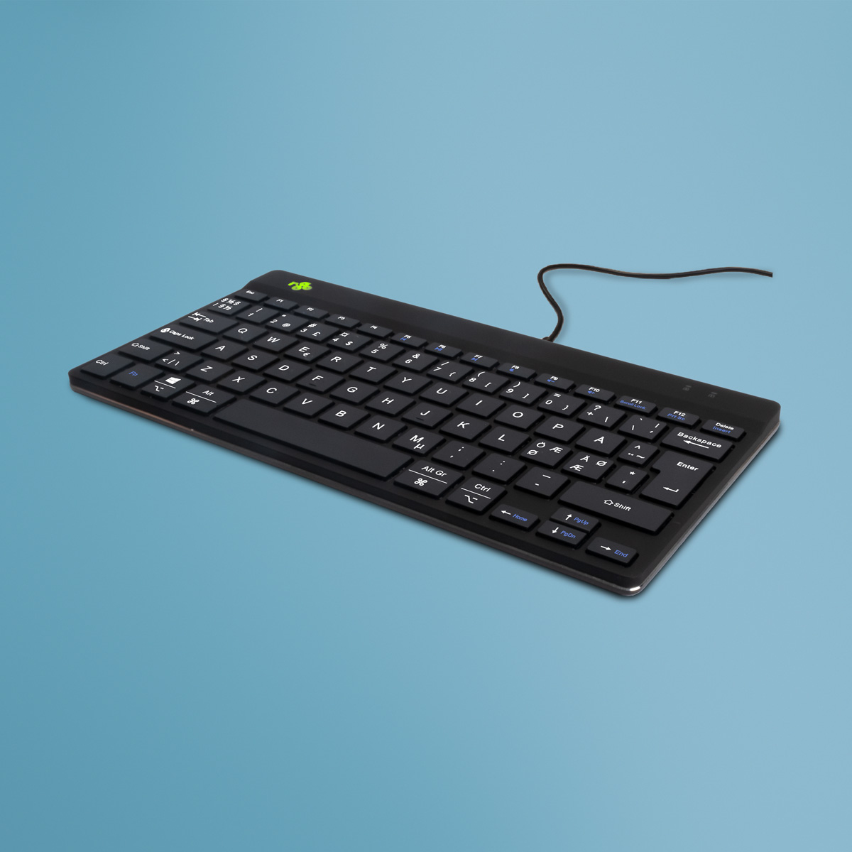 R-Go Tools Ergonomisk tastatur R-Go Compact Break, kompakt tastatur med pause-software, QWERTY (NORDIC), kablet, sort