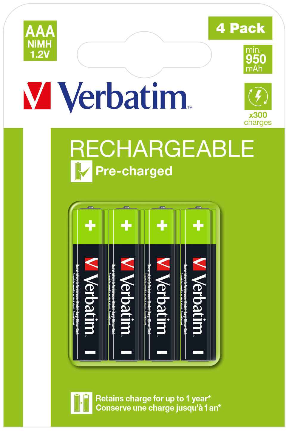 Verbatim 49514 husholdningsbatteri Genopladeligt batteri AAA Nikkel-Metalhydrid (NiMH)