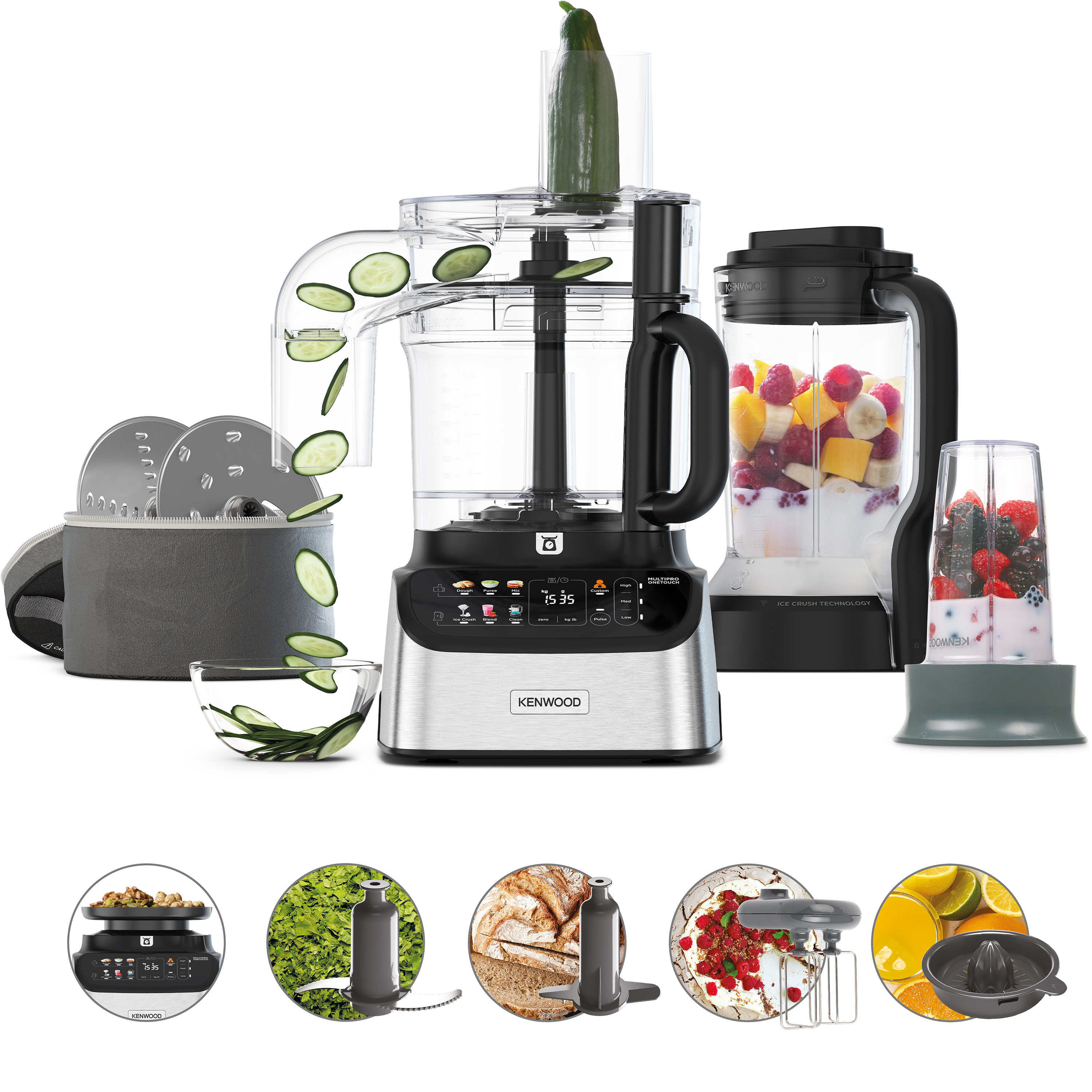 Kenwood FDM73.850SS foodprocessor 1000 W 3 L Grå Indbyggede vægte