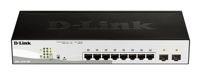 D-Link DGS-1210-10P Administreret L2 Gigabit Ethernet (10/100/1000) Strøm over Ethernet (PoE) 1U Sort