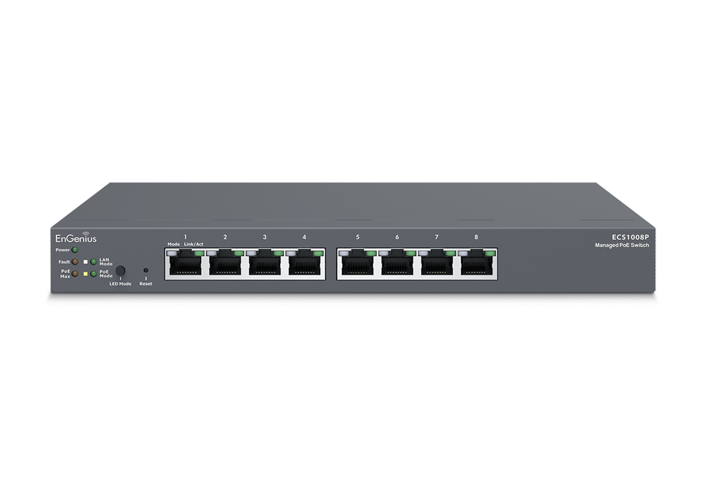 EnGenius ECS1008P netværksswitch Administreret L2 Gigabit Ethernet (10/100/1000) Strøm over Ethernet (PoE) Sort