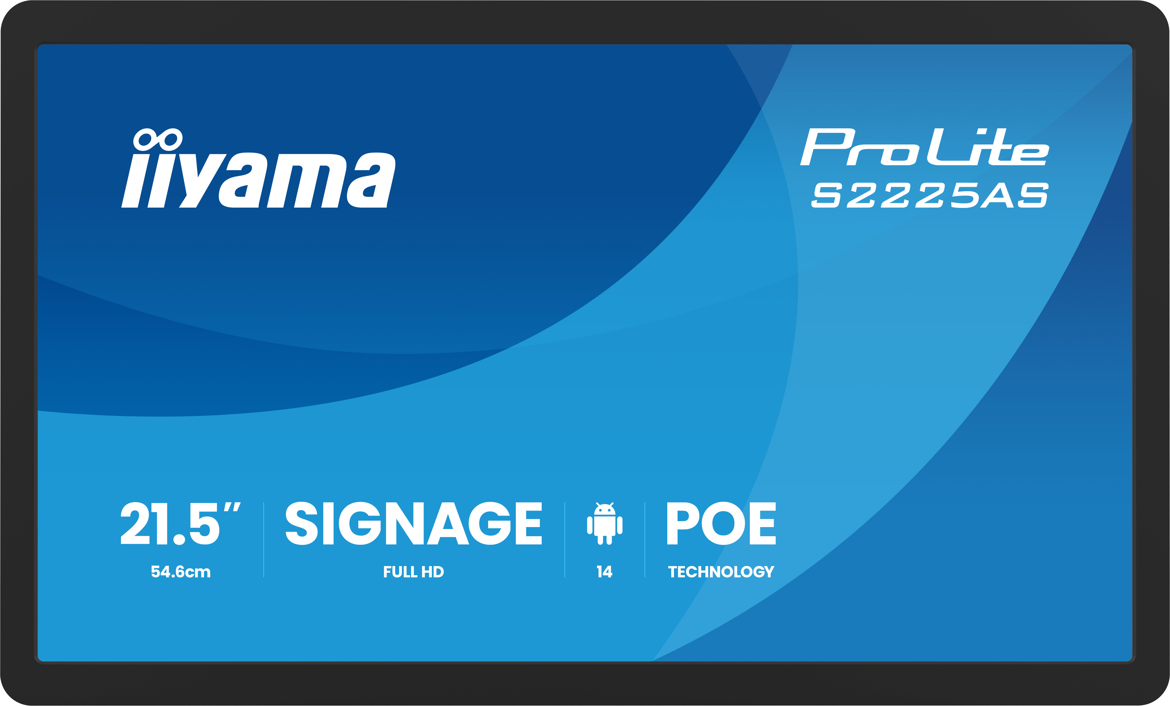 iiyama ProLite S2225AS-B1P Digital fladpaneldisplay 54,6 cm (21.5") LCD Wi-Fi 500 cd/m² Fuld HD Sort Indbygget processer Android 14 24/7