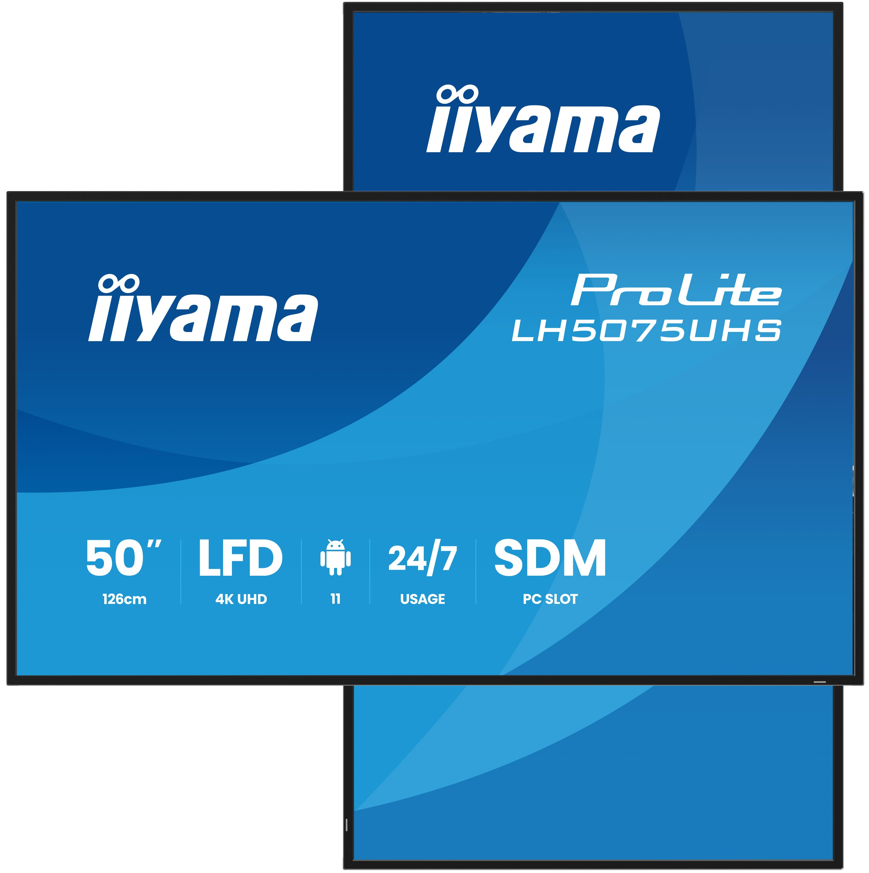 iiyama LH5075UHS-B2AG skilte display Digital fladpaneldisplay 125,7 cm (49.5") LCD Wi-Fi 500 cd/m² 4K Ultra HD Sort Indbygget processer Android 24/7