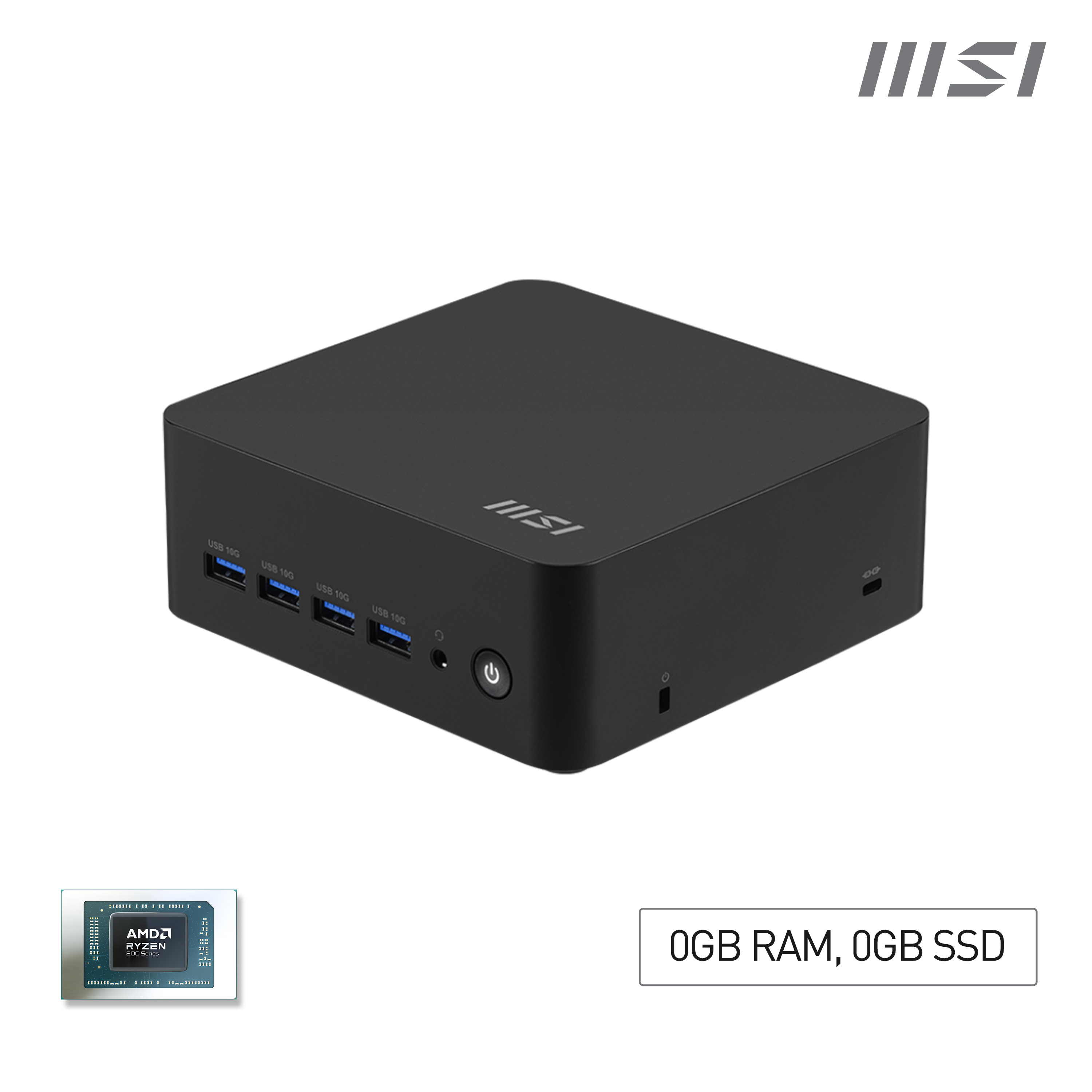 MSI Cubi Z AI 8M-006BEU Terning Sort 8845HS AMD SoC 3,8 GHz Indbyggede højttaler(e)