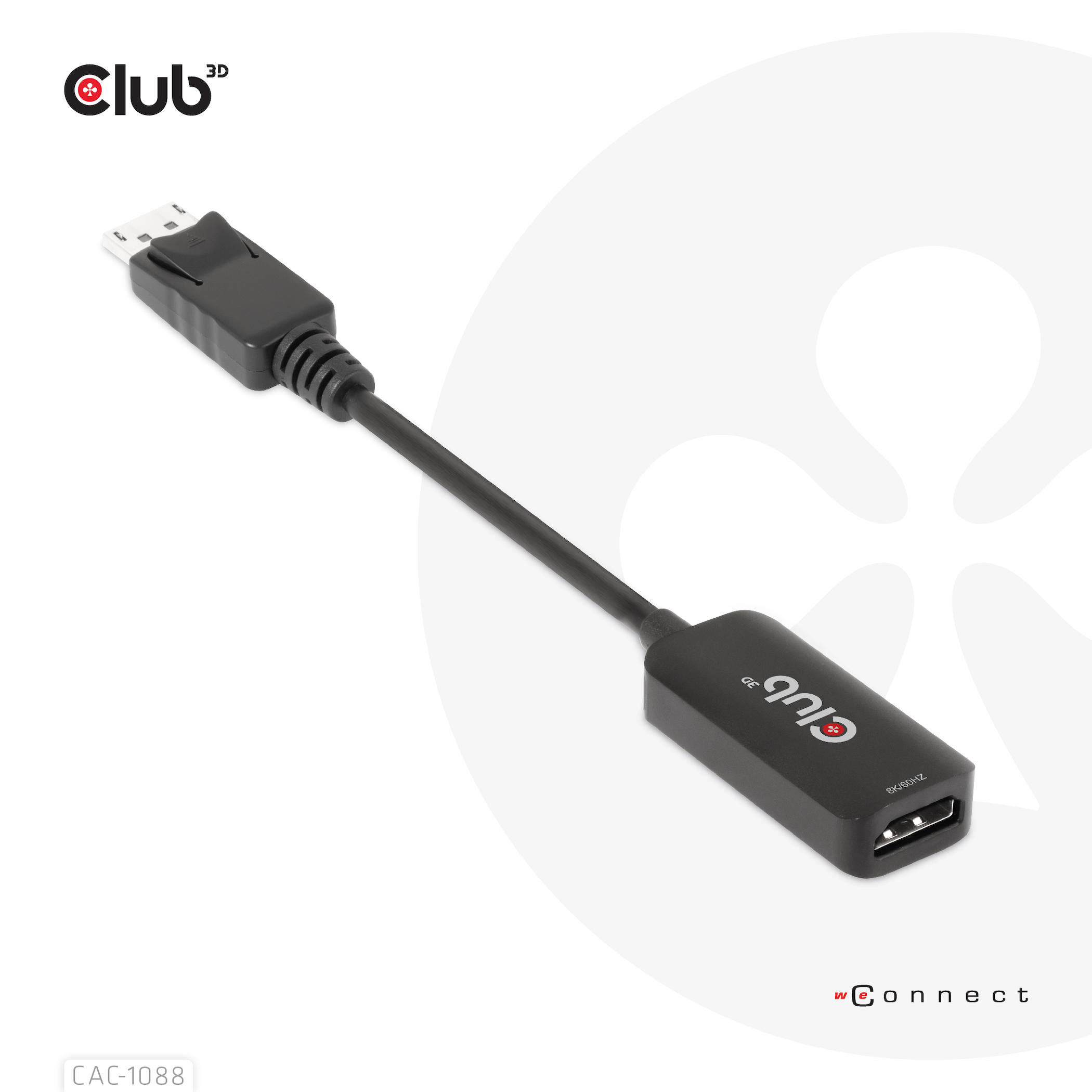 CLUB3D CAC-1088 videokabel adapter 0,21 m DisplayPort HDMI Sort