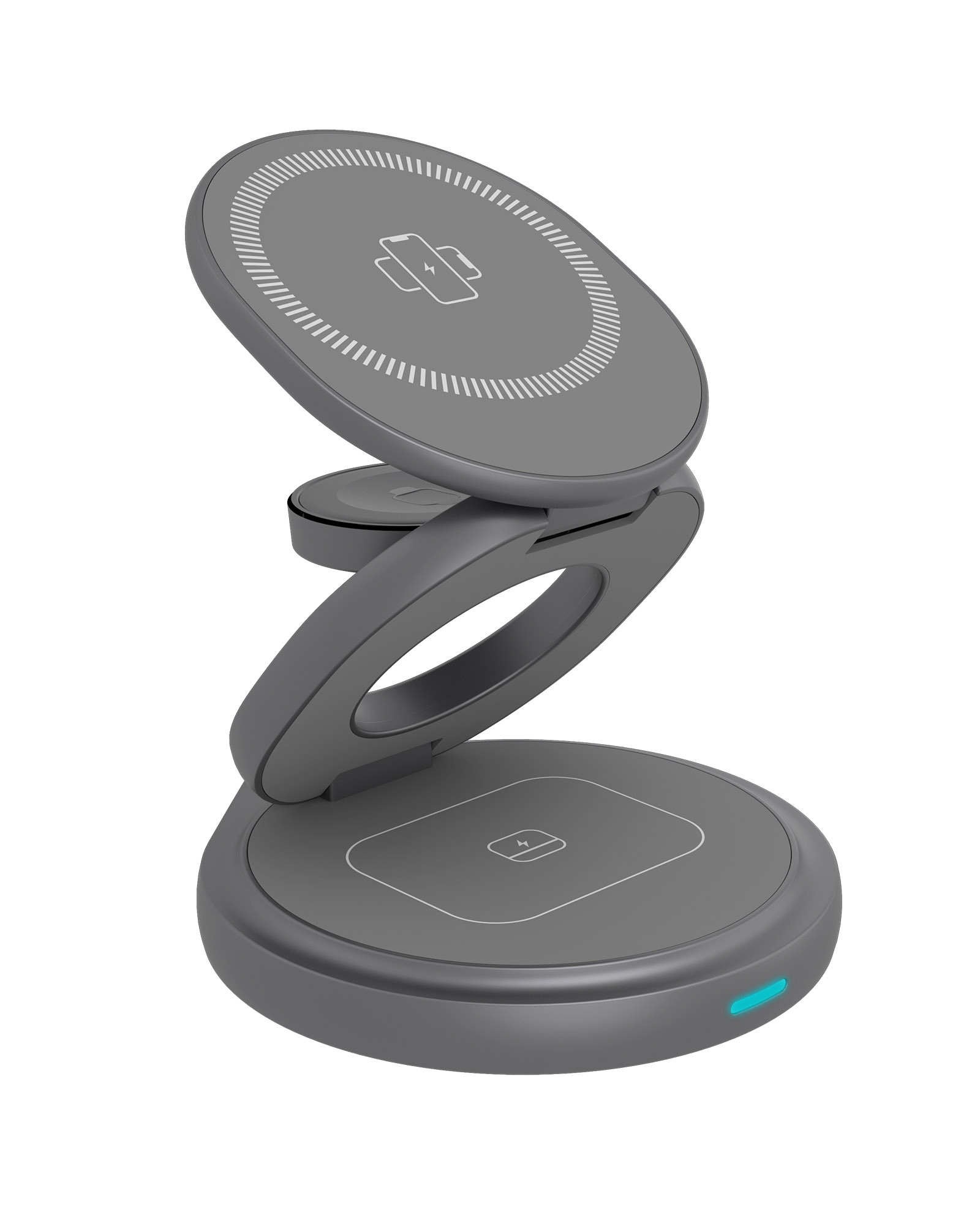 ICY BOX IB-SH101-CH Hovedtelefoner, Smartphone, SmartWatch Anthracit, Grå Hurtig opladning Indendørs