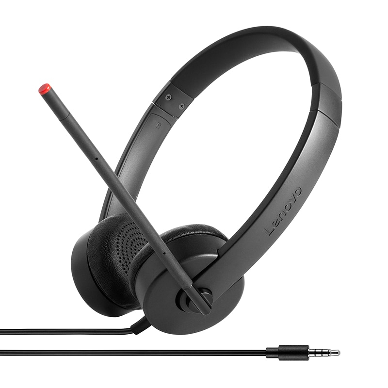 Lenovo Stereo Analog Headset Ledningsført Kontor/Callcenter Sort