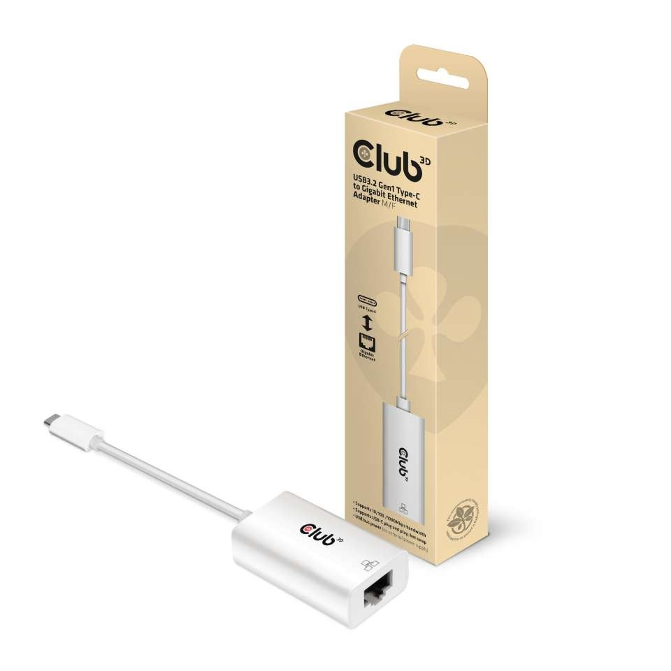 CLUB3D CAC-1519 kabel kønsskifter USB-C RJ-45 Hvid