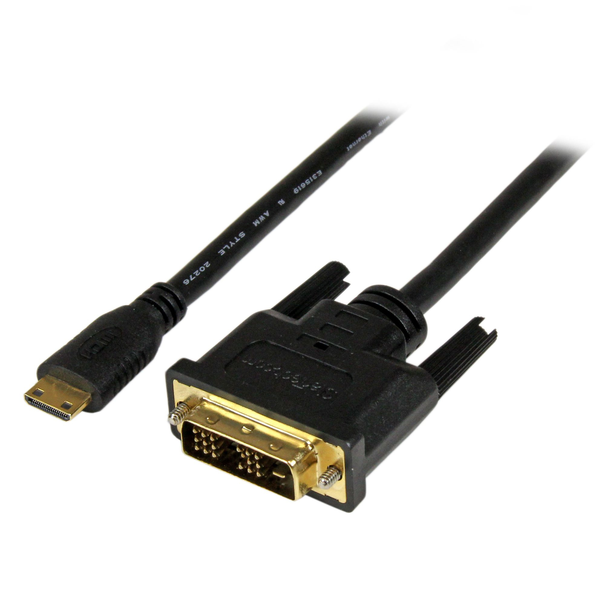 StarTech.com HDCDVIMM1M videokabel adapter 1 m Mini-HDMI DVI-D Sort