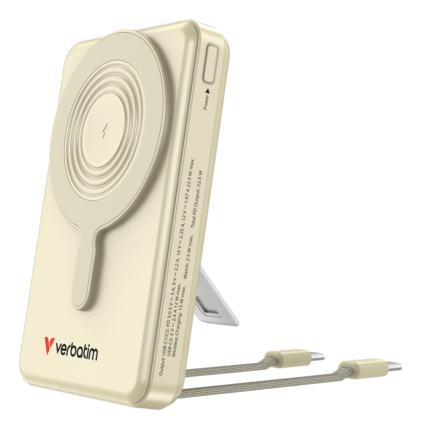 Verbatim 32274 powerbank Lithium polymer (LiPo) 10000 mAh Trådløs opladning Guld