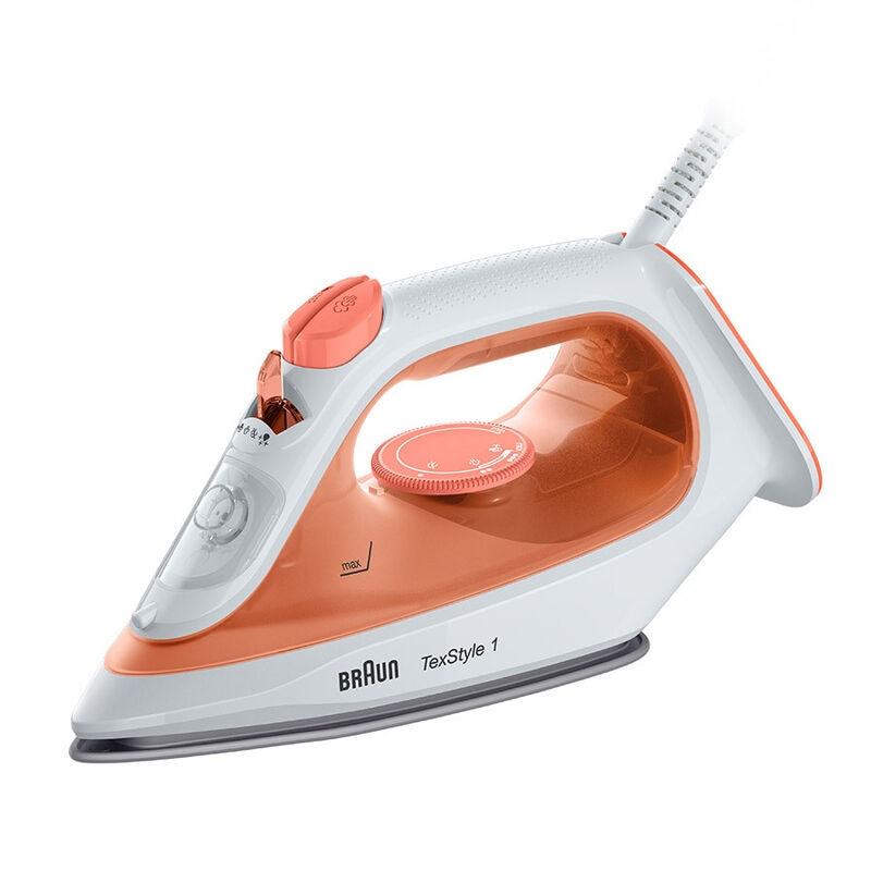 Braun TexStyle 1 SI 1009 Dampstrygejern Non-stick bundplade 1900 W Orange, Hvid