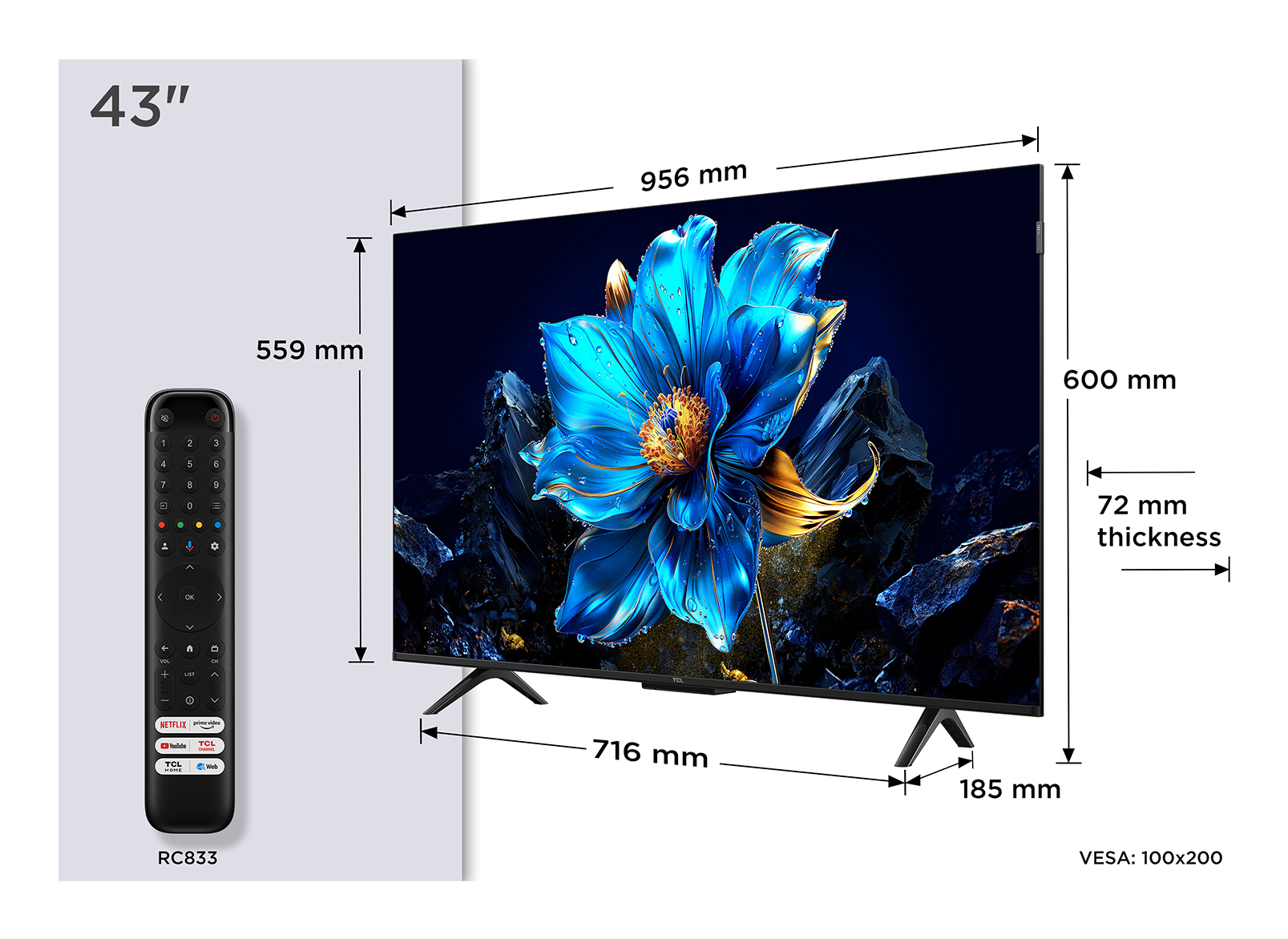 TCL P79K 43P79K TV 109,2 cm (43") 4K Ultra HD Smart TV Wi-Fi Metallic 430 cd/m²