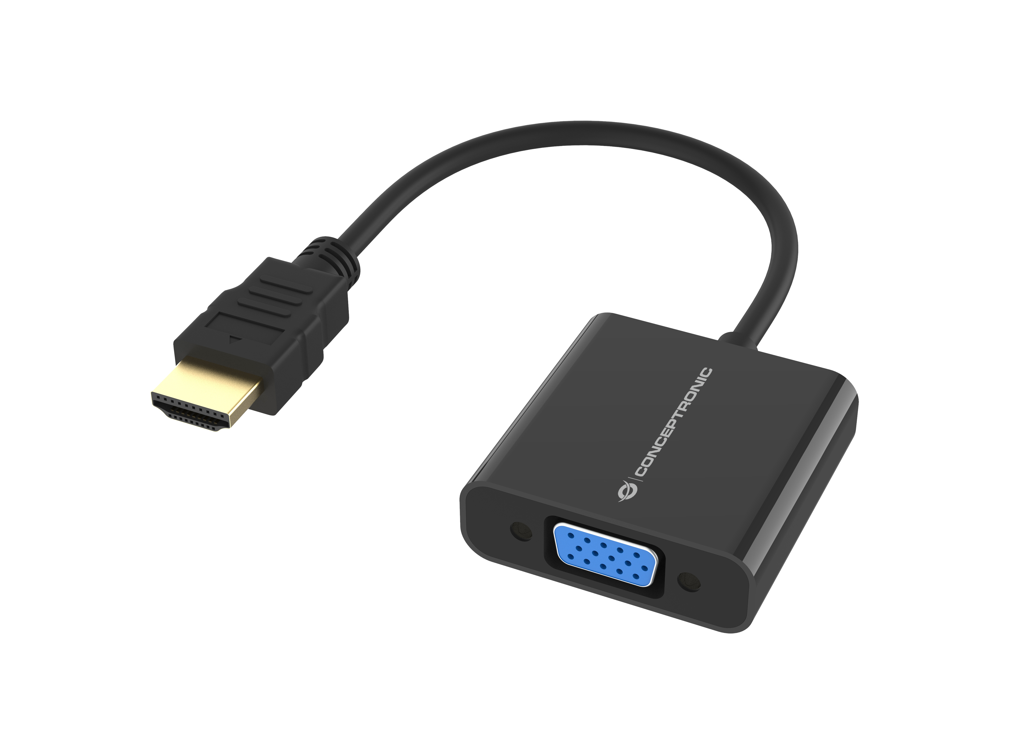 Conceptronic ABBY20B videokabel adapter 0,25 m HDMI Type A (Standard) VGA (D-Sub) Sort