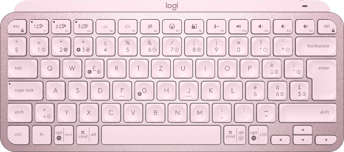 Logitech MX Keys Mini tastatur Kontor RF trådløs + Bluetooth QWERTZ Schweizisk Lyserød