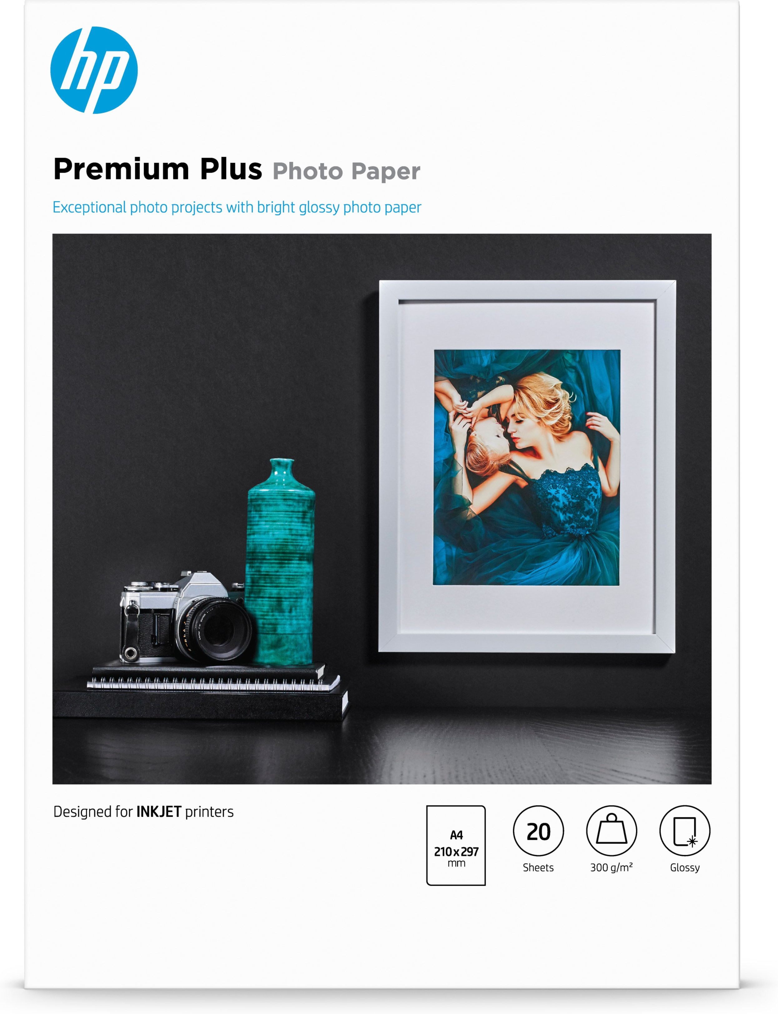 HP Premium Plus-fotopapir, blankt, 20 ark/A4/210 x 297 mm