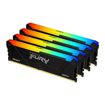 Kingston Technology FURY Beast 64GB 3600MT/s DDR4 CL18 DIMM (Sæt med 4) RGB