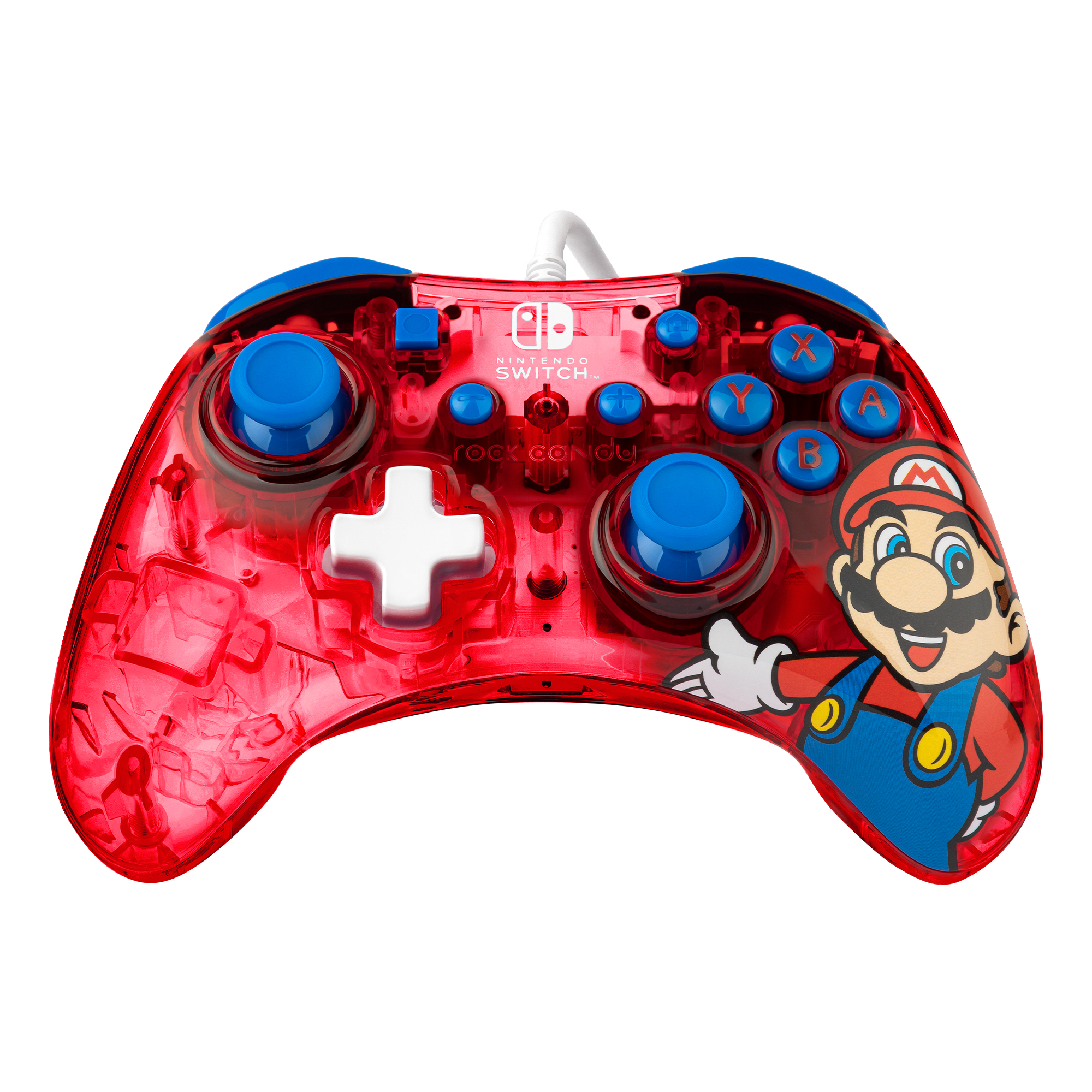 PDP Rock Candy: Mario Punch Rød, Gennemsigtig USB Gamepad Analog/digital Nintendo Switch, Nintendo Switch Lite, Nintendo Switch OLED