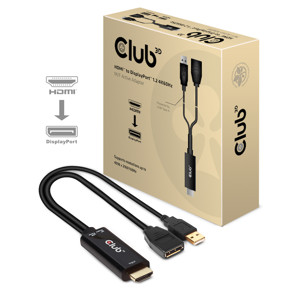 CLUB3D CAC-1331 videokabel adapter 0,25 m HDMI DisplayPort Sort