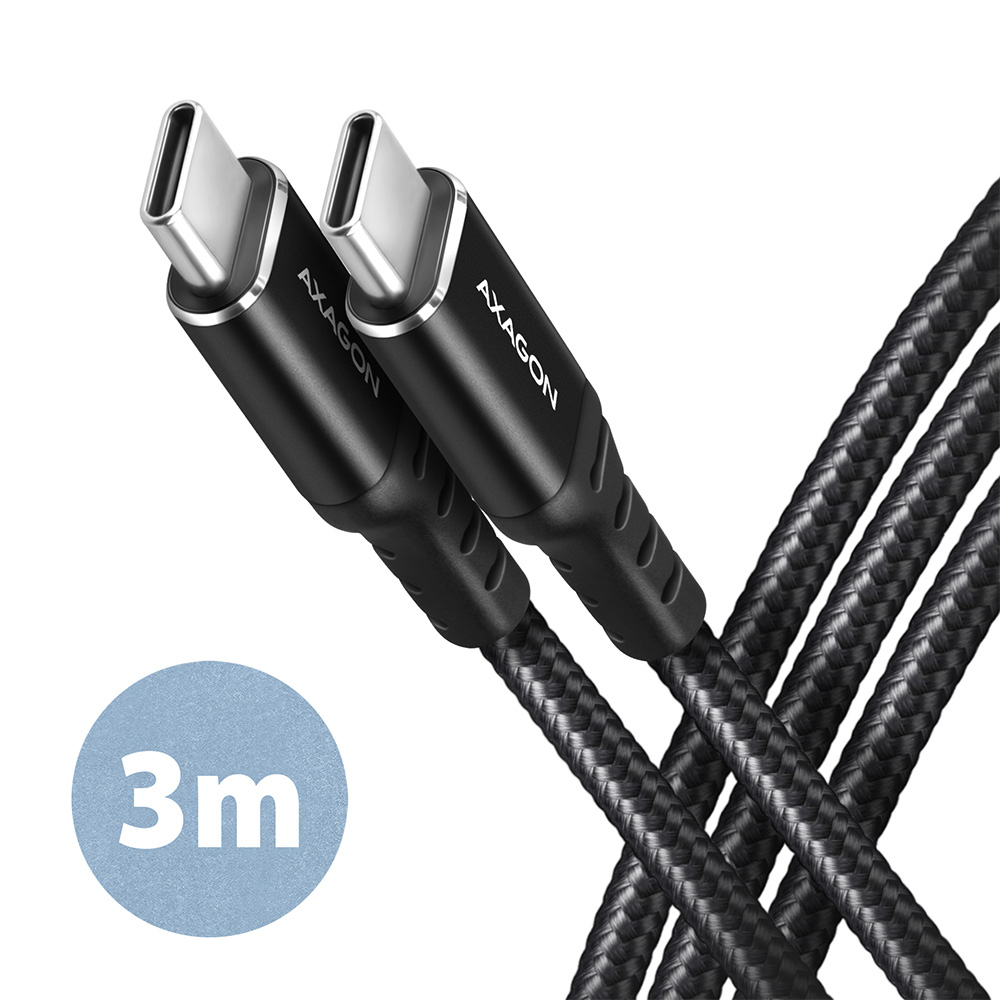 Axagon BUCM-CM30AB USB-kabel USB 2.0 3 m USB C 0,48 Gbit/sek. 60 W Sort