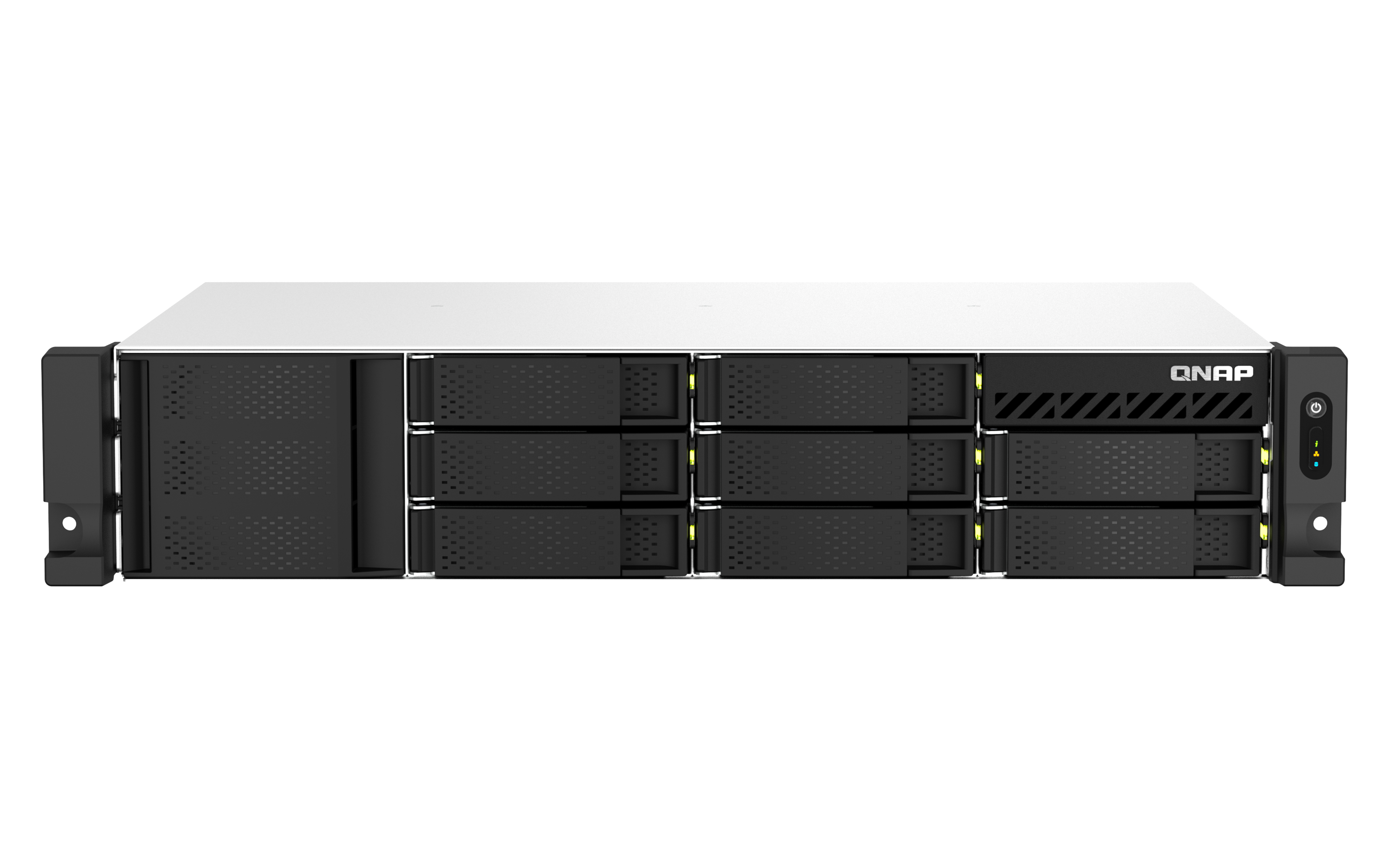 QNAP TS-873AEU-4G NAS & lagringsserver Stativ (2U) Ryzen Embedded V1500B 4 GB DDR4 0 TB QuTS hero Sort